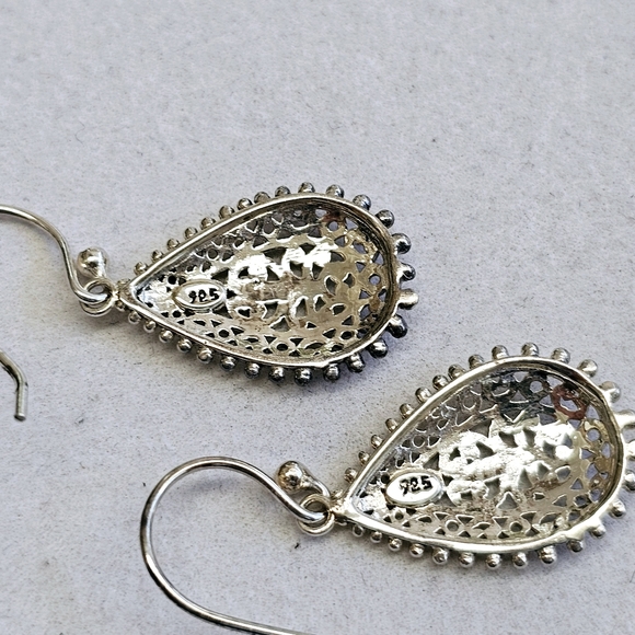 SET! 925 Teardrop Earrings, Braided Beaded Necklace, & Hematite Bracelet SET! - Picture 11 of 15